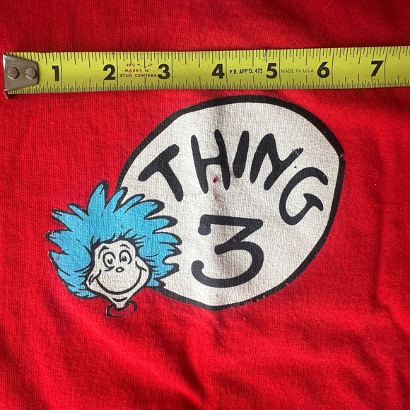 “Thing 3” Dr. Suess Red T-Shirt Unisex Size Adult Medium, Dr. Suess - Picture 3 of 4